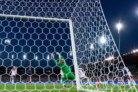 Sandy Baltimore of France scores 2-0 behind goalkeeper