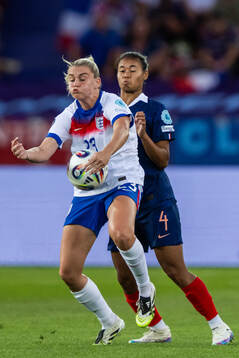 Alessia Russo of England and Alice Sombath of France