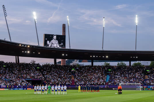 Assistant referee Almira Spahic, referee Tess Olofsson and