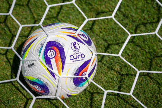The official Adidas matchball at a training session with