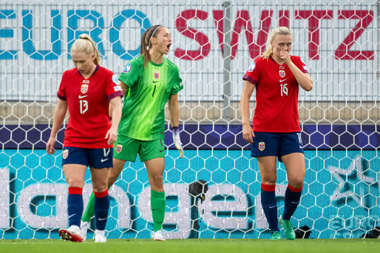 Goalkeeper Cecilie Fiskerstrand of Norway reacts