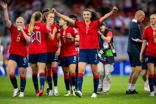 Ingrid Syrstad Engen of Norway celebrates