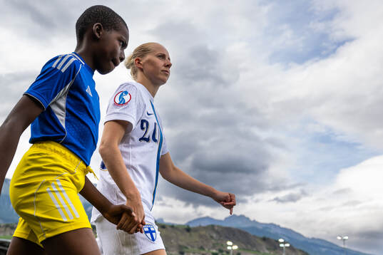 Eveliina Summanen of Finland enters the pitch