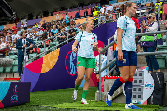 Goalkeeper Selma Panengstuen and Marthine Østenstad of