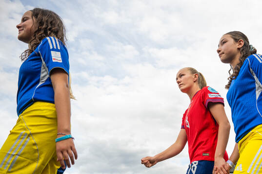 Frida Maanum of Norway enters the pitch