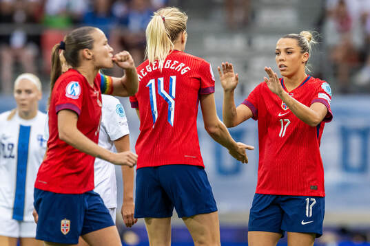 Ada Hegerberg and Celin Bizet Dønnum of Norway
