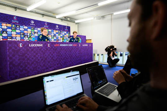 of the Swedish women's national football team at a press