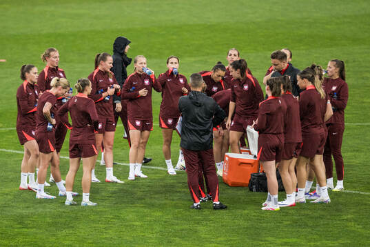 Players of the Polish women's national football team gather