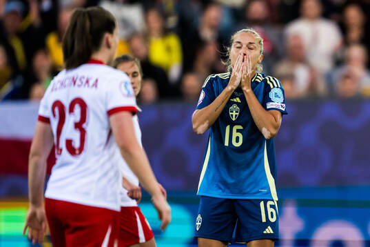 Filippa Angeldahl of Sweden looks dejected
