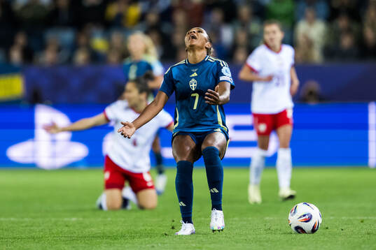 Madelen Janogy of Sweden reacts