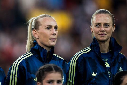 Stina Blackstenius and Amanda Ilestedt of Sweden