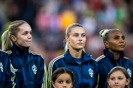 Hanna Lundkvist, Amanda Nildén and Madelen Janogy of Sweden