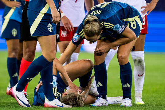 Lina Hurtig of Sweden in pain