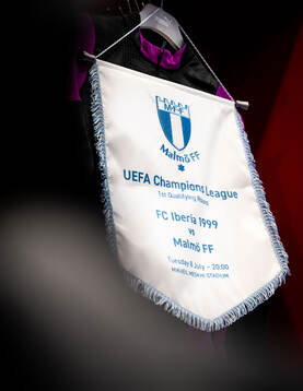 General view of the matchday pennant in the dressing room