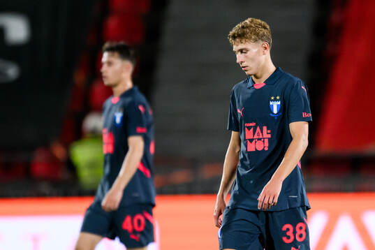 Hugo Bolin of Malmö FF looks dejected