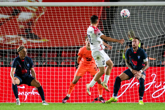 Anes Rusevic of FC Iberia scores the 1-3 goal behind