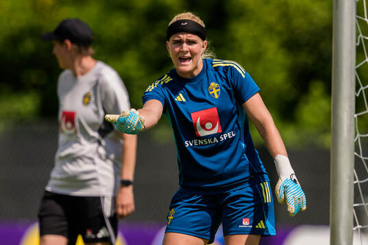 Goalkeeper Emma Holmgren of the Swedish women's national