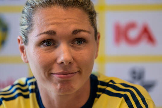 Goalkeeper Jennifer Falk of the Swedish women's national