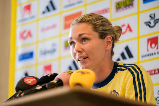 Goalkeeper Jennifer Falk of the Swedish women's national