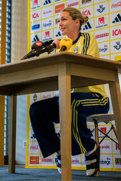Goalkeeper Jennifer Falk of the Swedish women's national