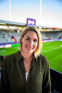 Swedish Public Television commentator Hanna Marklund pose