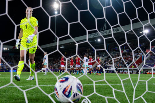 Goalkeeper Cecilia Rán Runarsdottir of Iceland looks