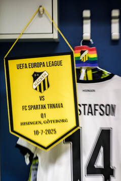 General view of the matchday pennant in the dressing room