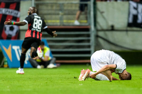 Cedric Badolo of Spartak Trnava and Adrian Svanbäck of