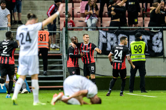 Amor Layouni and Adrian Svanbäck of Häcken and Cedric