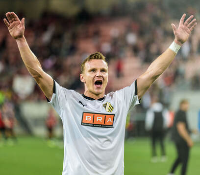 Marius Lode of Häcken celebrates