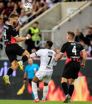 Milos Kratochvil and Libor Holik of Spartak Trnava and