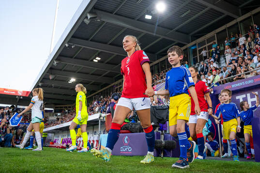 Emilie Woldvik of Norway enters the pitch
