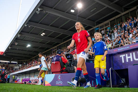 Frida Maanum of Norway enters the pitch