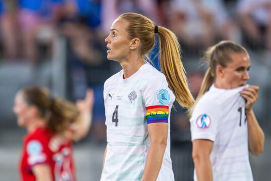 Glodis Viggosdottir of Iceland looks dejected
