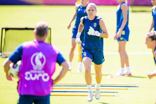 Goalkeeper Jennifer Falk of the Swedish women's national
