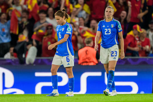 Manuela Giugliano and Cecilia Salvai of Italy looks dejected