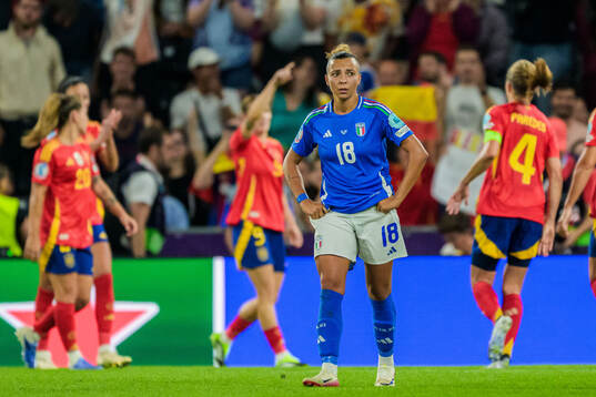 Arianna Caruso of Italy looks dejected