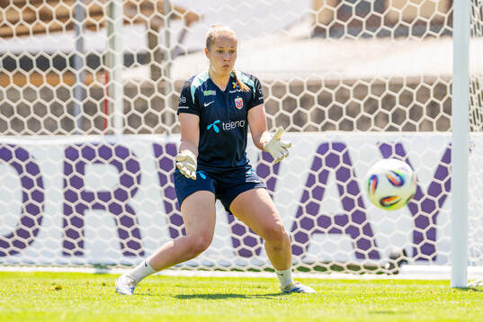 Goalkeeper Aurora Mikalsen of the Norwegian women's