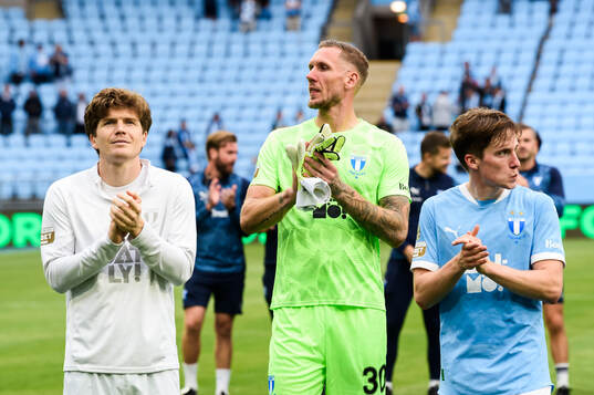 Malmö FFs Oliver Berg, Robin Olsen och Johan Karlsson