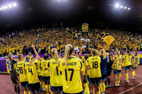 Players of Sweden celebrate