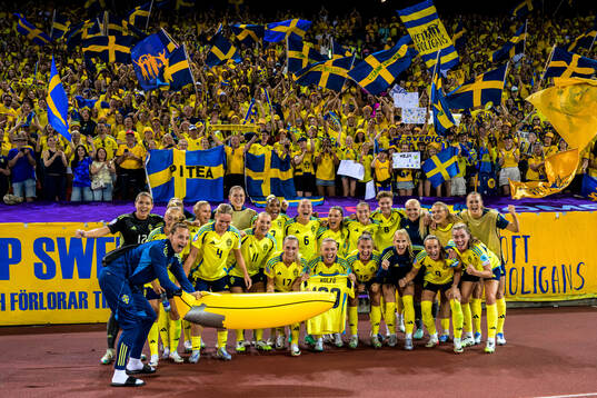 Players of Sweden celebrate