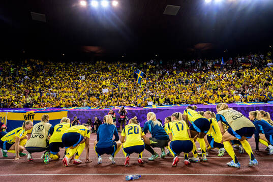 Players of Sweden celebrate