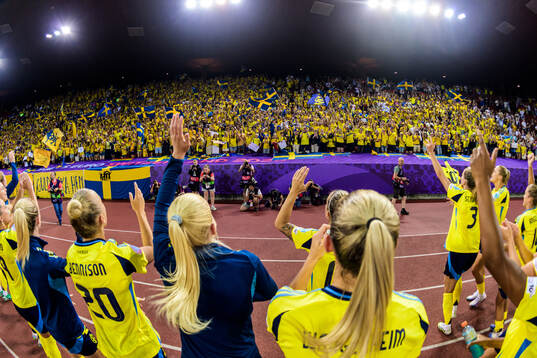 Players of Sweden celebrate