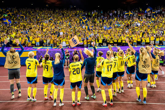 Players of Sweden celebrate