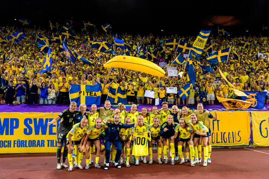 Players of Sweden celebrate