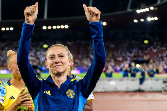 Rebecka Blomqvist of Sweden celebrates