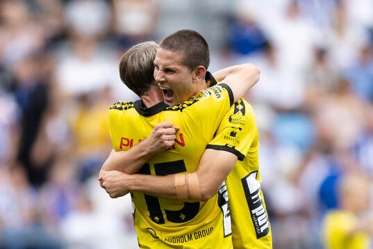 Elfsborgs Rasmus Wikström och Simon Hedlund jublar