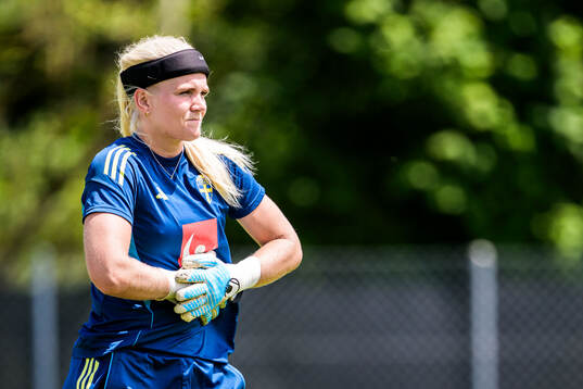 Goalkeeper Emma Holmgren of the Swedish women's national