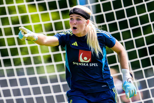 Goalkeeper Emma Holmgren of the Swedish women's national