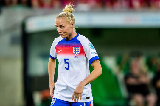 Alex Greenwood of England looks dejected